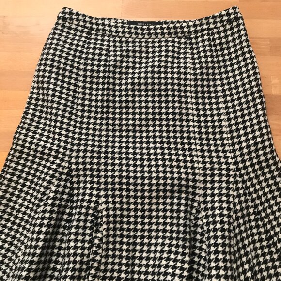 Weekend MaxMara Vintage Houndstooth Wool Skirt Black and White Size 4 - Picture 5 of 10